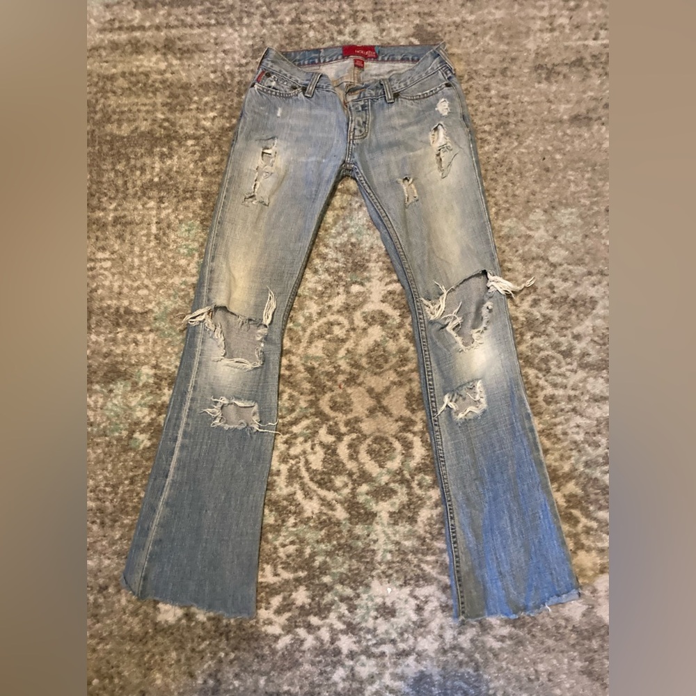 Vintage 2000s Hollister Low Rise Ripped Jean Flares